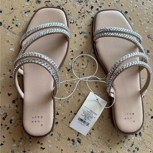 a new day Rhinestone Embellished Sandals - Cream